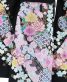 参列振袖[絞り]黒にピンクの花柄、雪輪、熨斗目[身長172cmまで]No.646